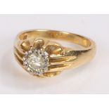18 carat gold diamond set ring, with a 0.30 carat diamond set to the head, ring size N
