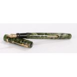 Swan Mabie Todd fountain pen, green and black vein