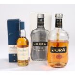 Talisker Single Isle of Skye malt scotch whisky, 20cl, 45.8%, together with Jura single malt