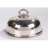 Silver plated meat dome, with beaded handle and foot rim, 18cm high, 31cm wide, 24cm deep