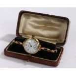 Waltham 18 carat gold gentlemans wristwatch, the signed white dial with Arabic numerals and