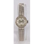 Tudor Royal ladies 9 carat white gold wristwatch, the signed silvered dial and diamond bezel