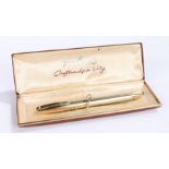 Sheaffer's fountain pen, gold coloured, cased