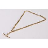 9 carat gold watch chain, with T bar and clip to each end, 52cm long, 48.1g