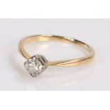 Diamond solitaire ring, the round cut diamond at an estimated 0.30 carat, ring size N