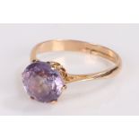 Amethyst set ring, with an round cut amethyst, ring size J1/2