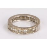 Diamond set half eternity ring, with ten round cut diamonds to the head, ring size K1/2