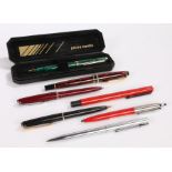 Collection of pens, to include a Pierre Cardin ball point pen, four Parker ball point pens and a