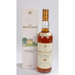 The Macallan 10 year old single highland malt scotch whisky, in card carton 70cl, 40%