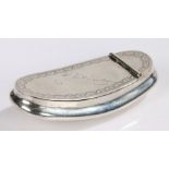 George III silver pocket snuff box, of domed curved form, the lid engraved W.J.Sprake, 1.9oz