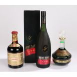 Remy Martin VSOP Cognac, 1lt, 40%, together with Herman Jansen Creme De Menthe and a Drambuie, (3)