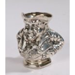 Edward VII novelty silver "Toby" milk jug, Birmingham 1906, maker Jones & Crompton, with arms