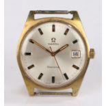 Omega Geneve gentlemans wristwatch, the signed silver dial with baton markers and date aperture at