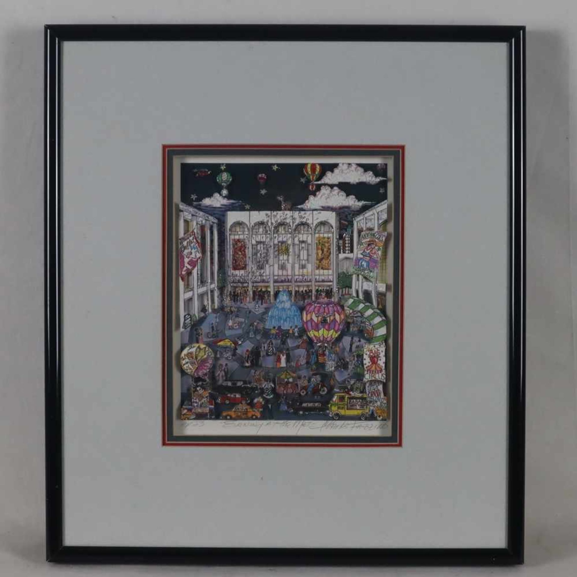 Fazzino, Charles (*1955 New York) - "Evening at the Met", 3-D Serigraph, mixed media, cut paper,