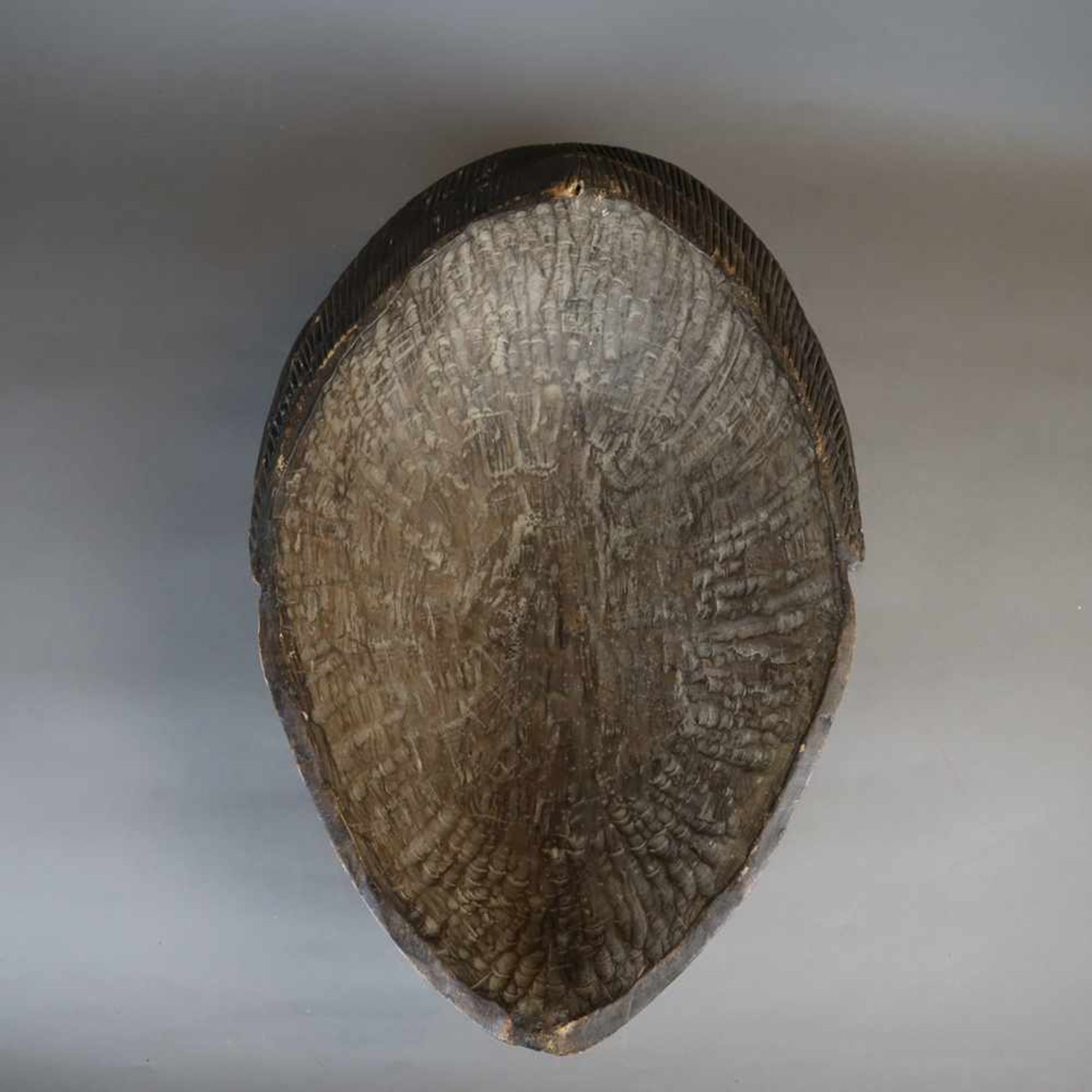 Große Holzmaske - Westafrika, dunkles Holz, weiß und hellrot gefasst, Wangen und Stirn mit - Bild 5 aus 5