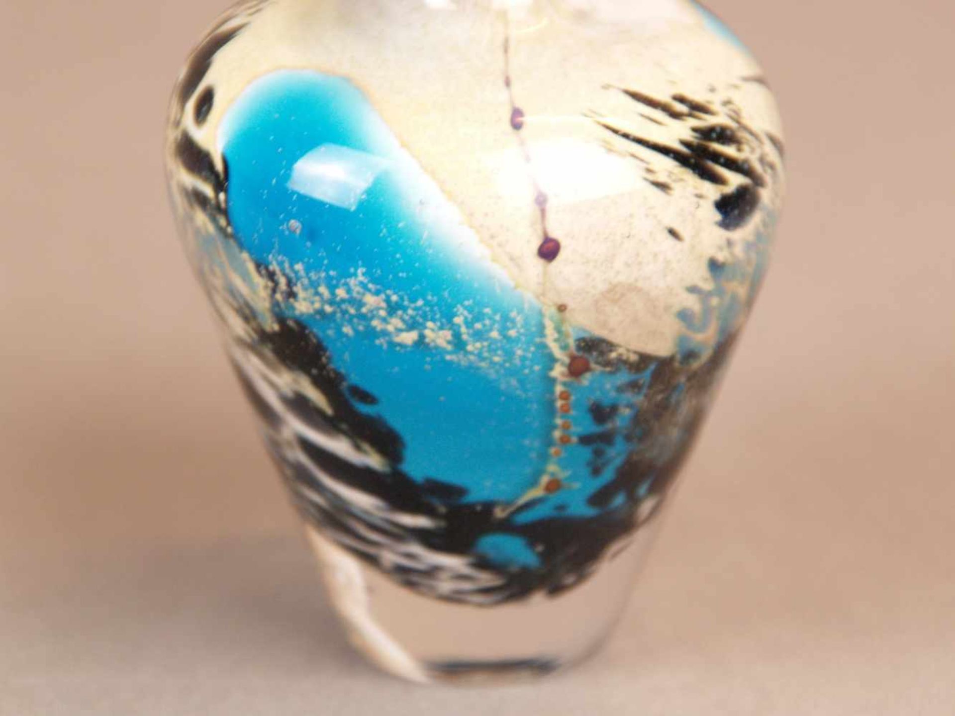 Glasflakon - Mdina Glas, Malta, buntes Glas, farblos überfangen, Boden mit Ritzsignatur, mit - Bild 5 aus 7
