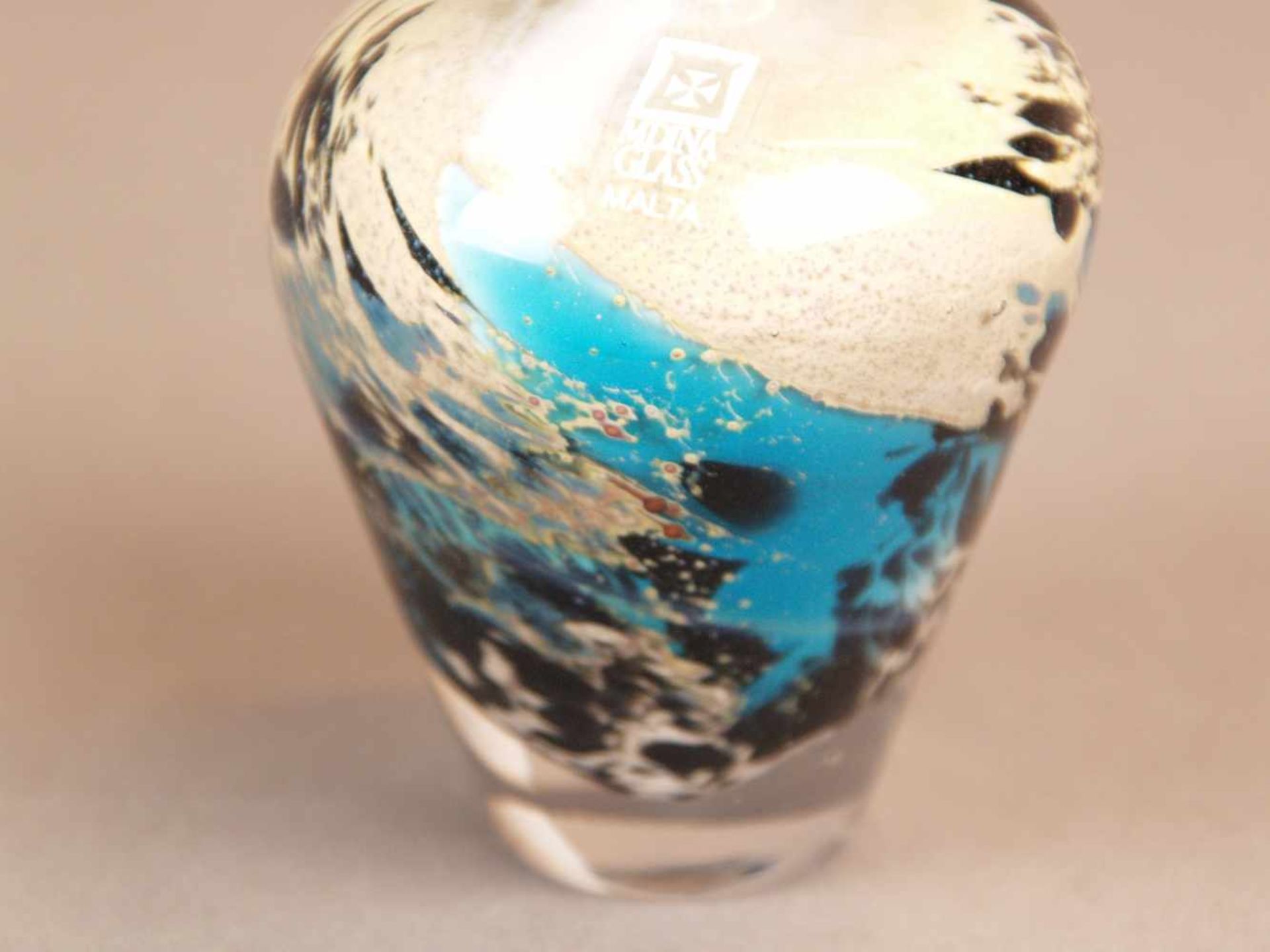Glasflakon - Mdina Glas, Malta, buntes Glas, farblos überfangen, Boden mit Ritzsignatur, mit - Bild 4 aus 7