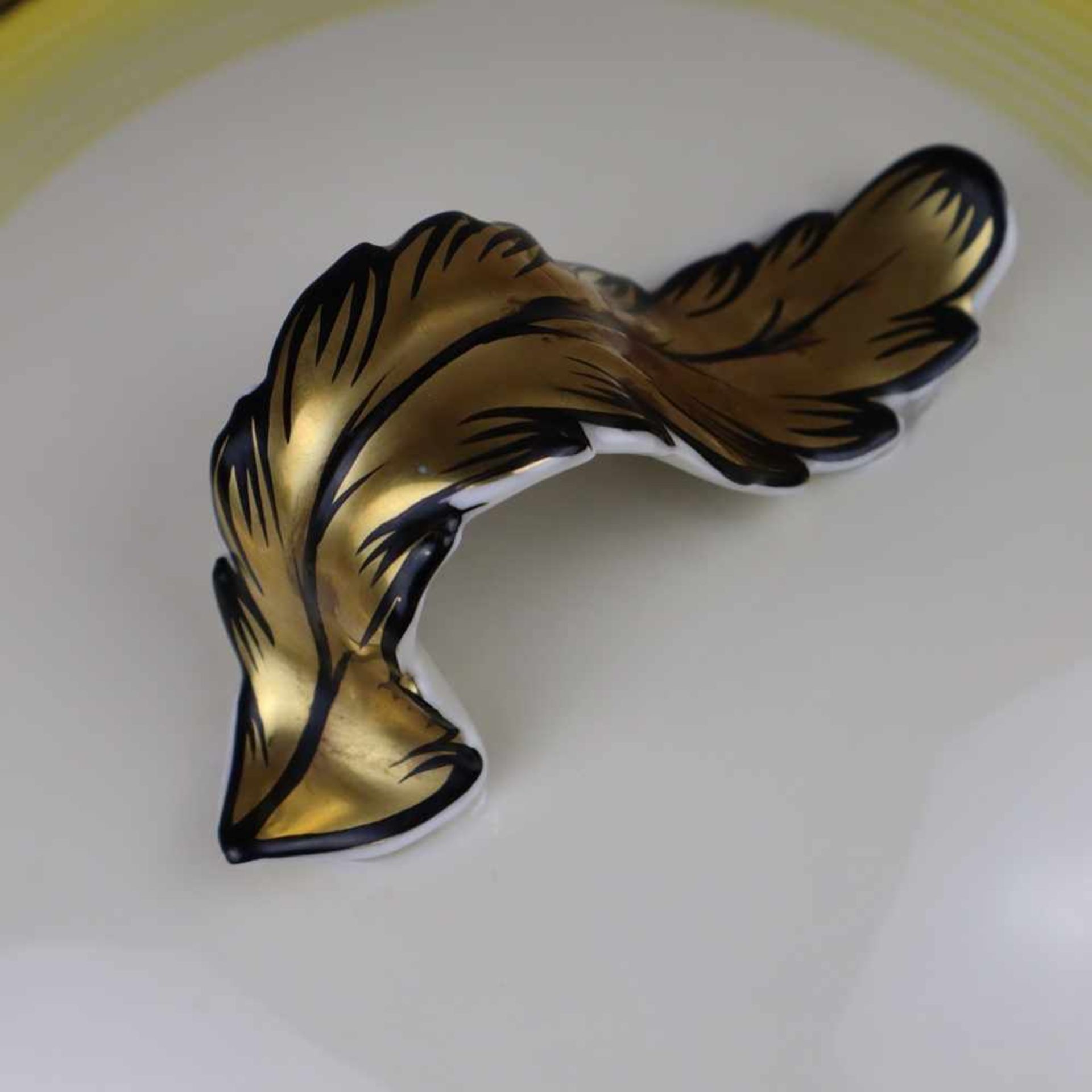 Art-Déco-Deckeldose - Hertel, Jacob & Co., Rehau, Bavaria, runde Form, Art Déco-Dekor in Gelb, - Bild 2 aus 7
