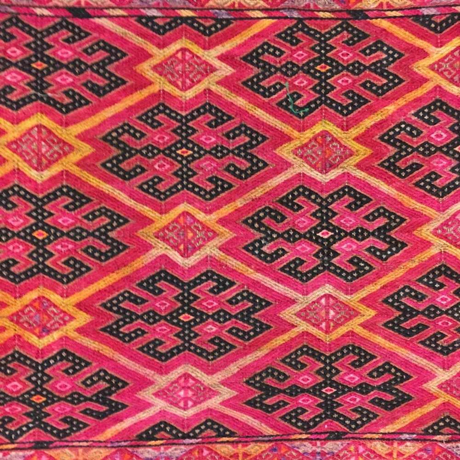 Yomut - Turkmenistan, wohl Taschenfront, Wolle und Seide, Rautenmuster mit hakenförmigen - Bild 5 aus 5