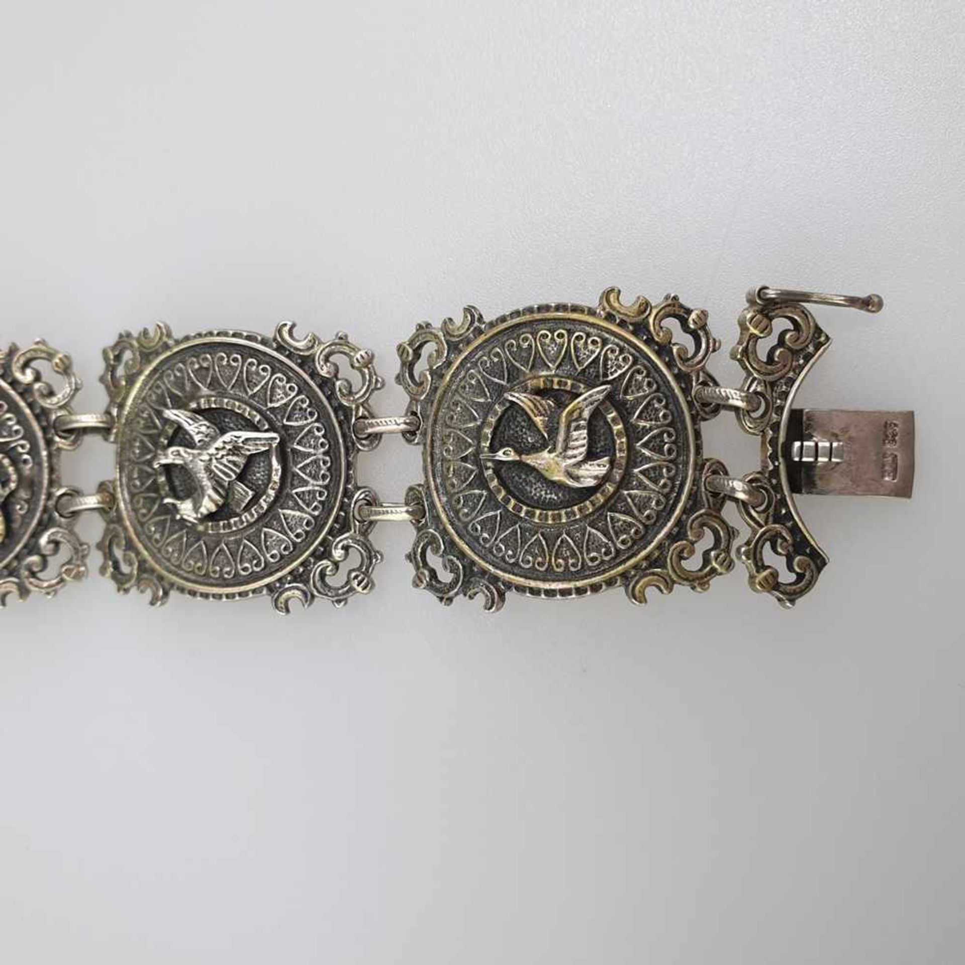 Jagdarmband - Silber, '925' gestempelt, 5 filigran gearbeitete Glieder mit applizierten - Bild 2 aus 5