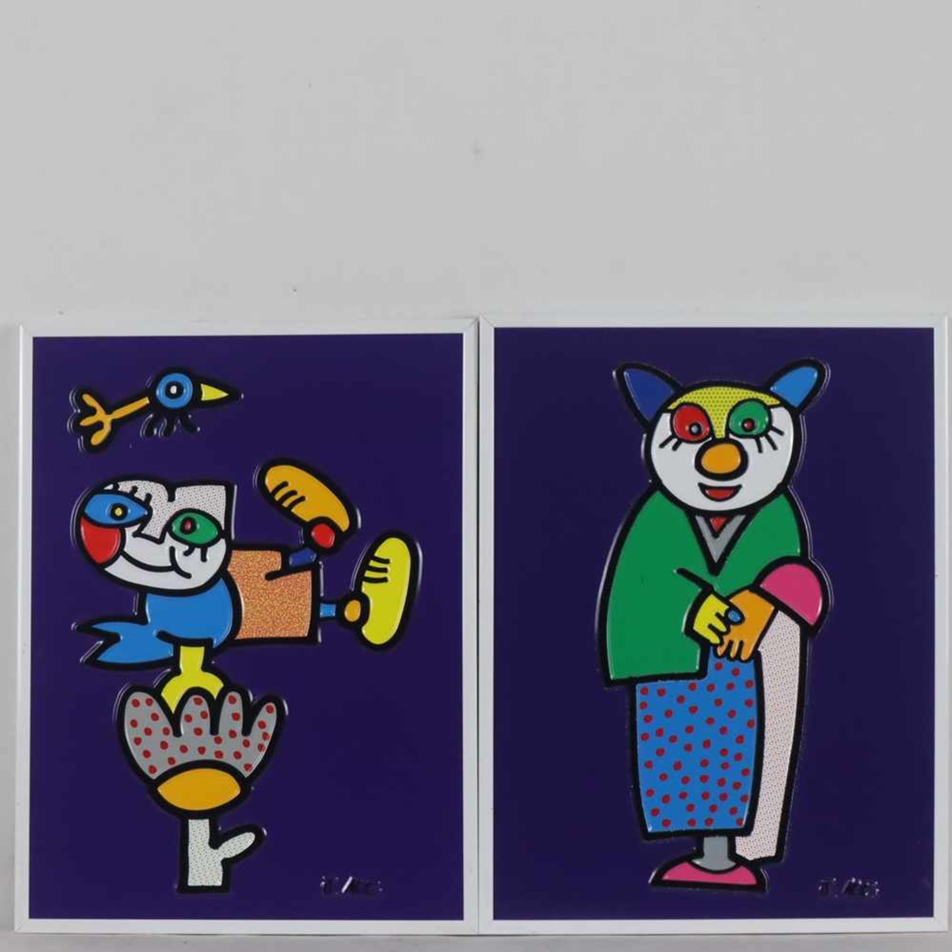 Alt, Otmar (*1940 Wernigerode) - zwei Darstellungen, Farbserigraphie und Prägedruck auf Aluminium,