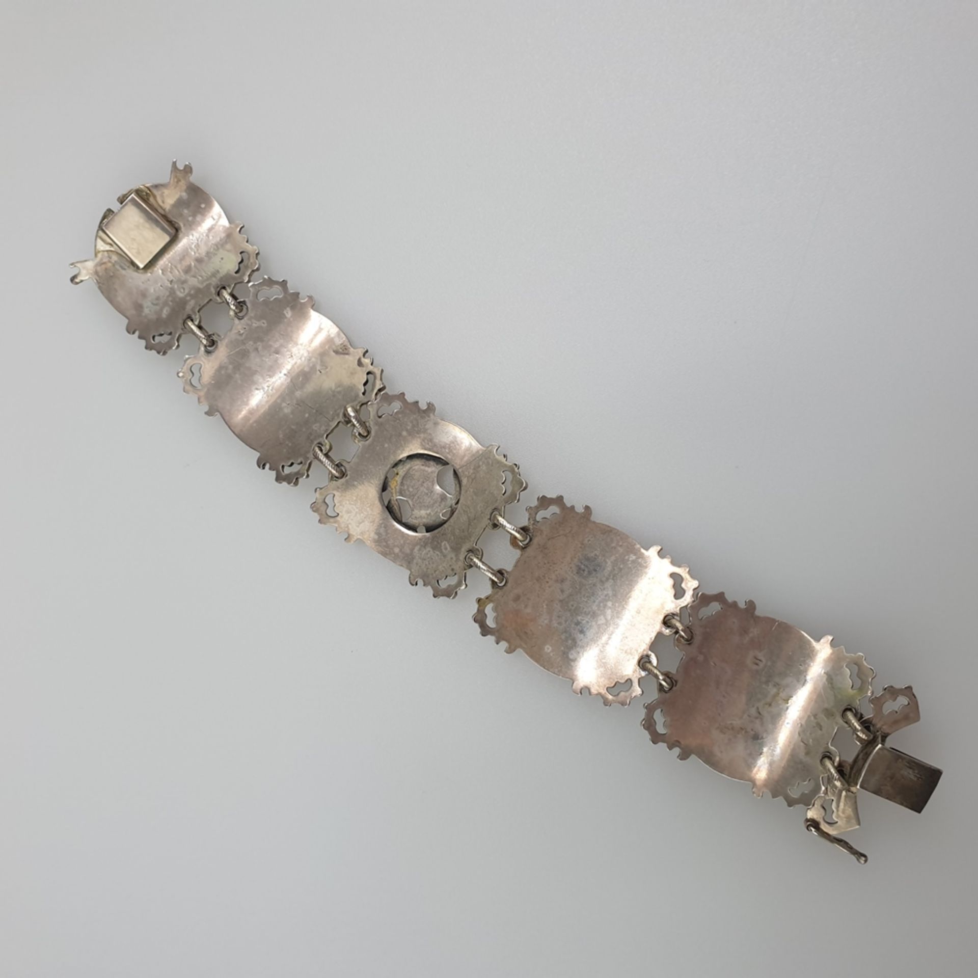 Jagdarmband - Silber, '925' gestempelt, 5 filigran gearbeitete Glieder mit applizierten - Bild 5 aus 5