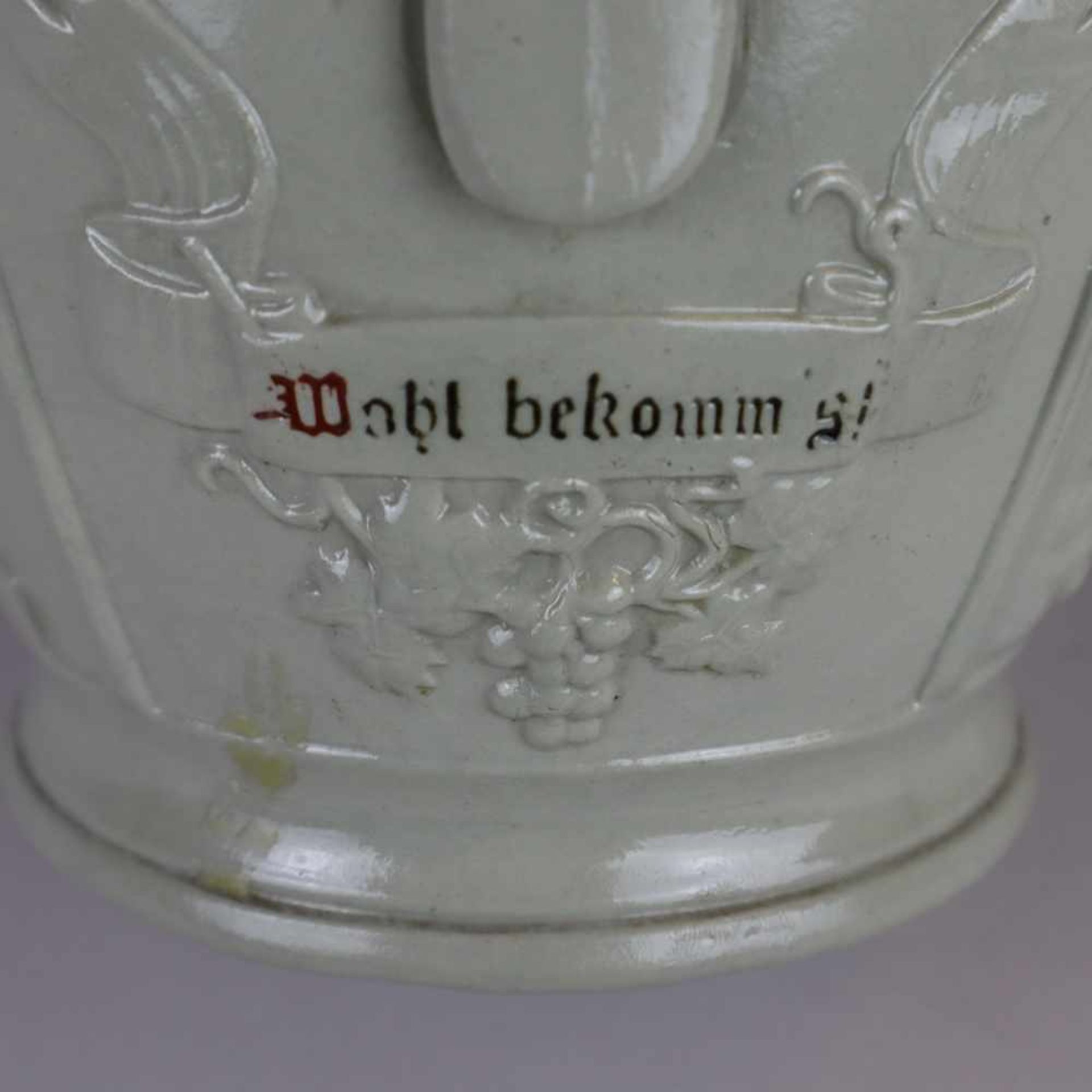 Zwei Weinkannen - Villeroy & Boch, Mettlach, 1874-1909, graues Steinzeug mit Reliefauflagen (u.a. - Bild 11 aus 13