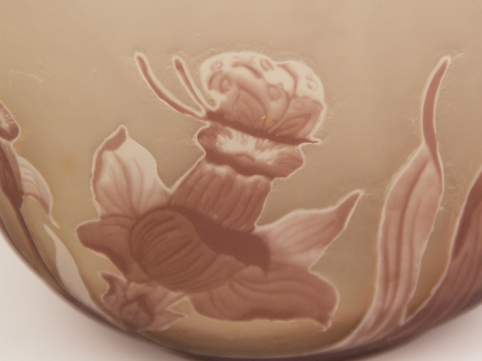 Vase - im Art Nouveau-Stil, Cristiro, Rumänien, opakes Glas, roséfarbener Überfang, umlaufender - Bild 6 aus 9