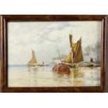 De Martino, Edoardo Federico (Meta 1838 - Londron 1912 ) - Segelboote im Hafen, Aquarell auf Papier,