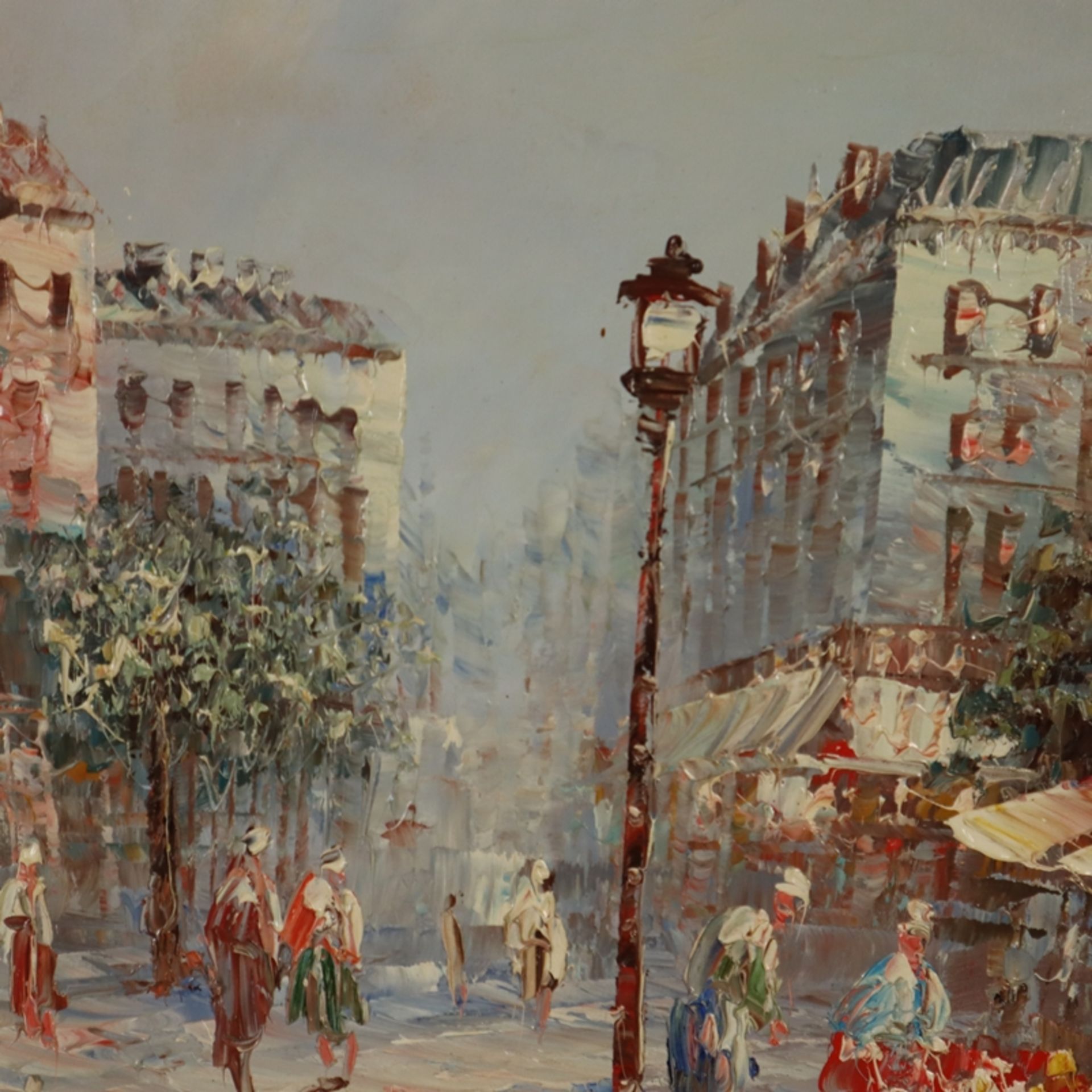 Burnett, Louis Anthony (1907 - 1999 / amerikanischer Maler) - Belebte Pariser Flaniermeile, Öl auf - Bild 8 aus 10
