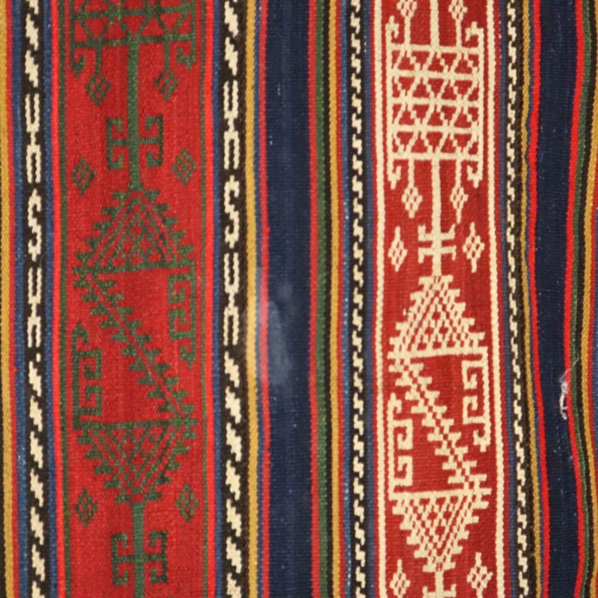 Berber-Kelim - Wolle, Flachgewebe, rotgrundig, Streifenmuster, ca.190x155cm, leichte Alters- bzw. - Bild 2 aus 8