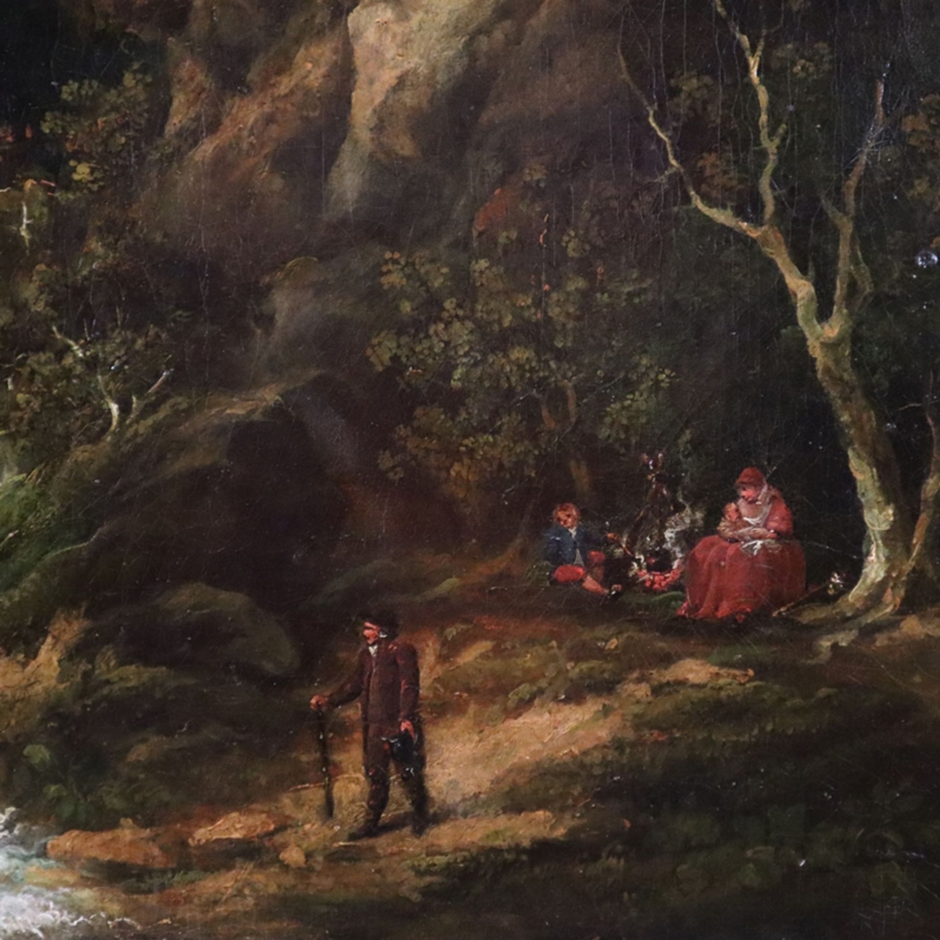 Calame, Alexandre (1810 Vevey - 1864 Menton) - Idyllische Felsenlandschaft mit Steinbrücke über - Bild 3 aus 16