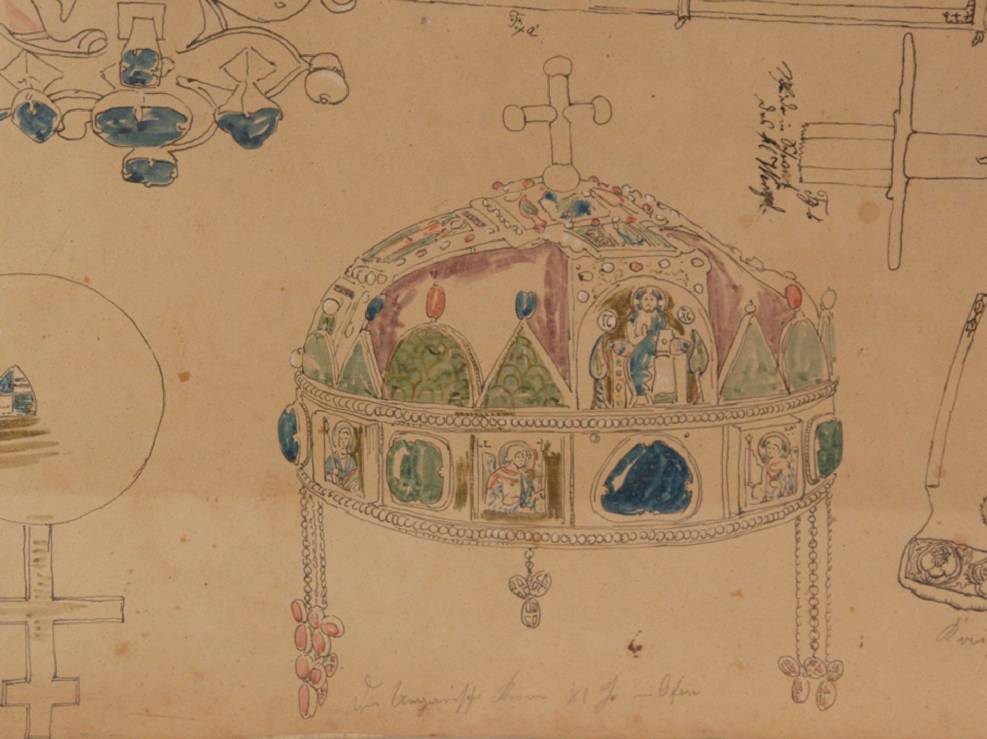 Hauschild, Wilhelm Ernst Ferdinand Franz (1827-1887) - Studienblatt zu Reichsinsignien, unter - Bild 4 aus 5