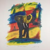 Bucher, Willi (*1948 Bühl bei Günzburg) - "Der Rendata Elefant", 1990, Farblithografie, unten rechts