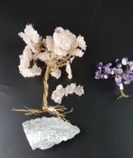 2 Bäumchen - lila und rosa Halbedelsteine, einmal auf Stein (abgebrochen), H.ca.7/14cm