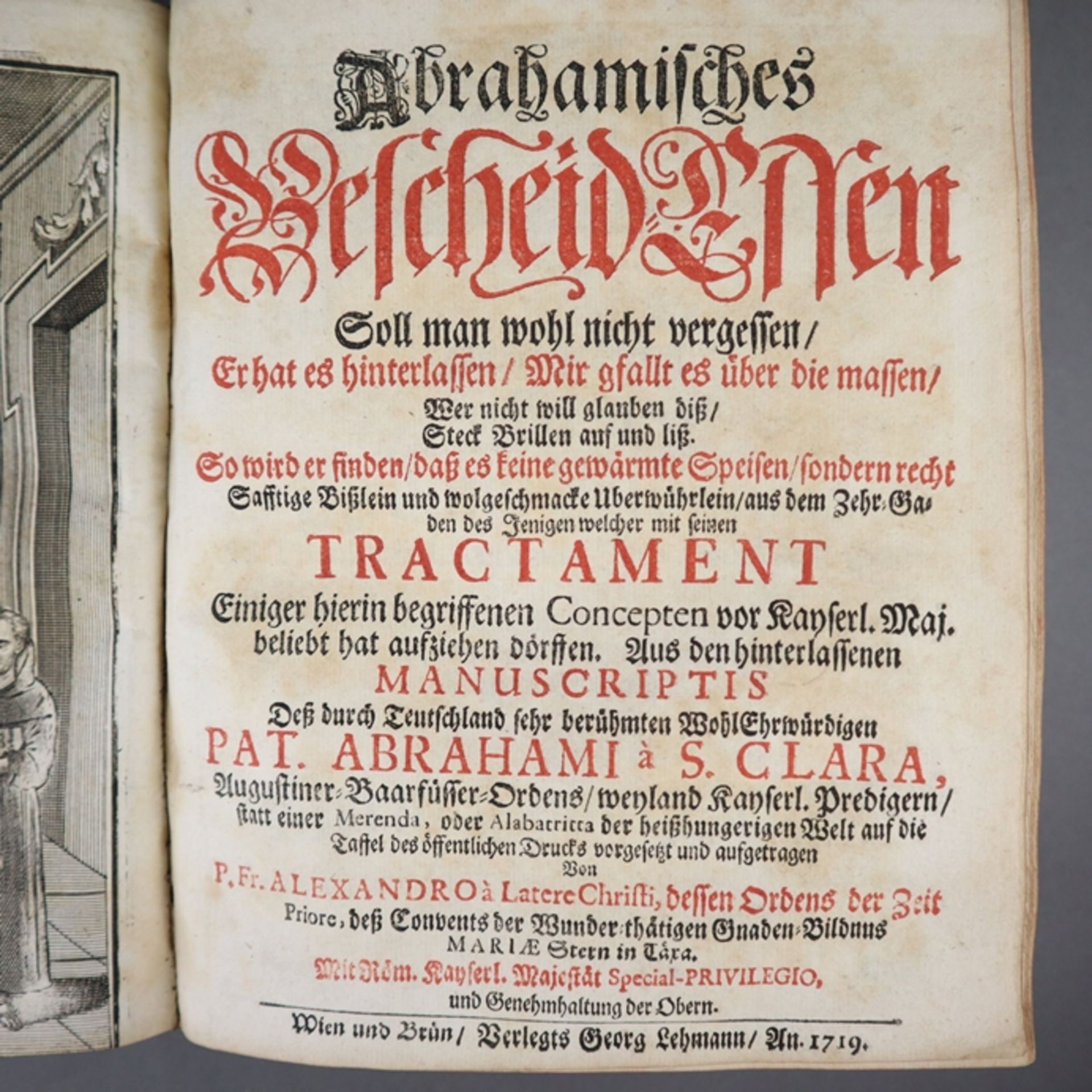 Abraham a Sancta Clara (Johann Ulrich Megerle) - Abrahamische Lauber-Hütt. Wien/Nürnberg 1721 und - Bild 4 aus 6