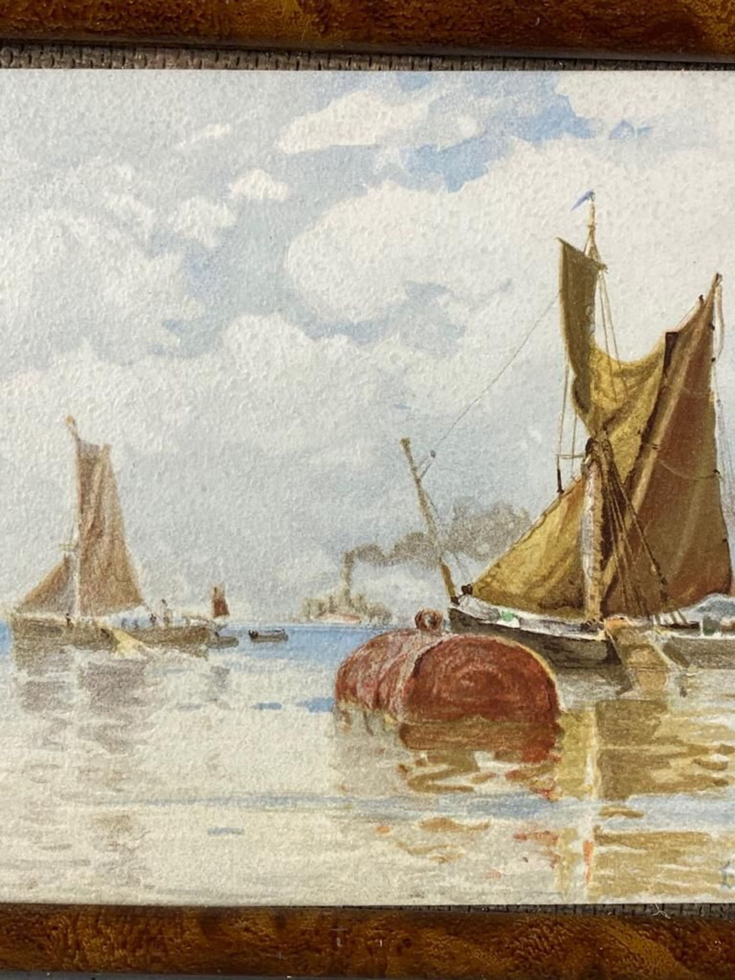 De Martino, Edoardo Federico (Meta 1838 - Londron 1912 ) - Segelboote im Hafen, Aquarell auf Papier, - Bild 2 aus 3