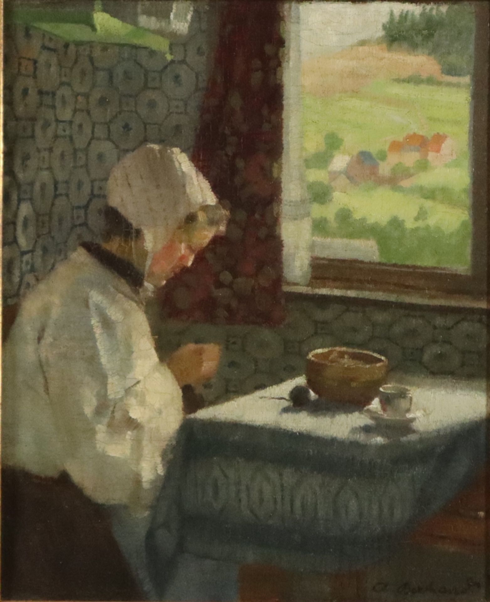 Bertrand, Alexander (1877 Darmstadt - 1947 Düsseldorf) - "Oma mit Häubchen", Öl auf Leinwand,