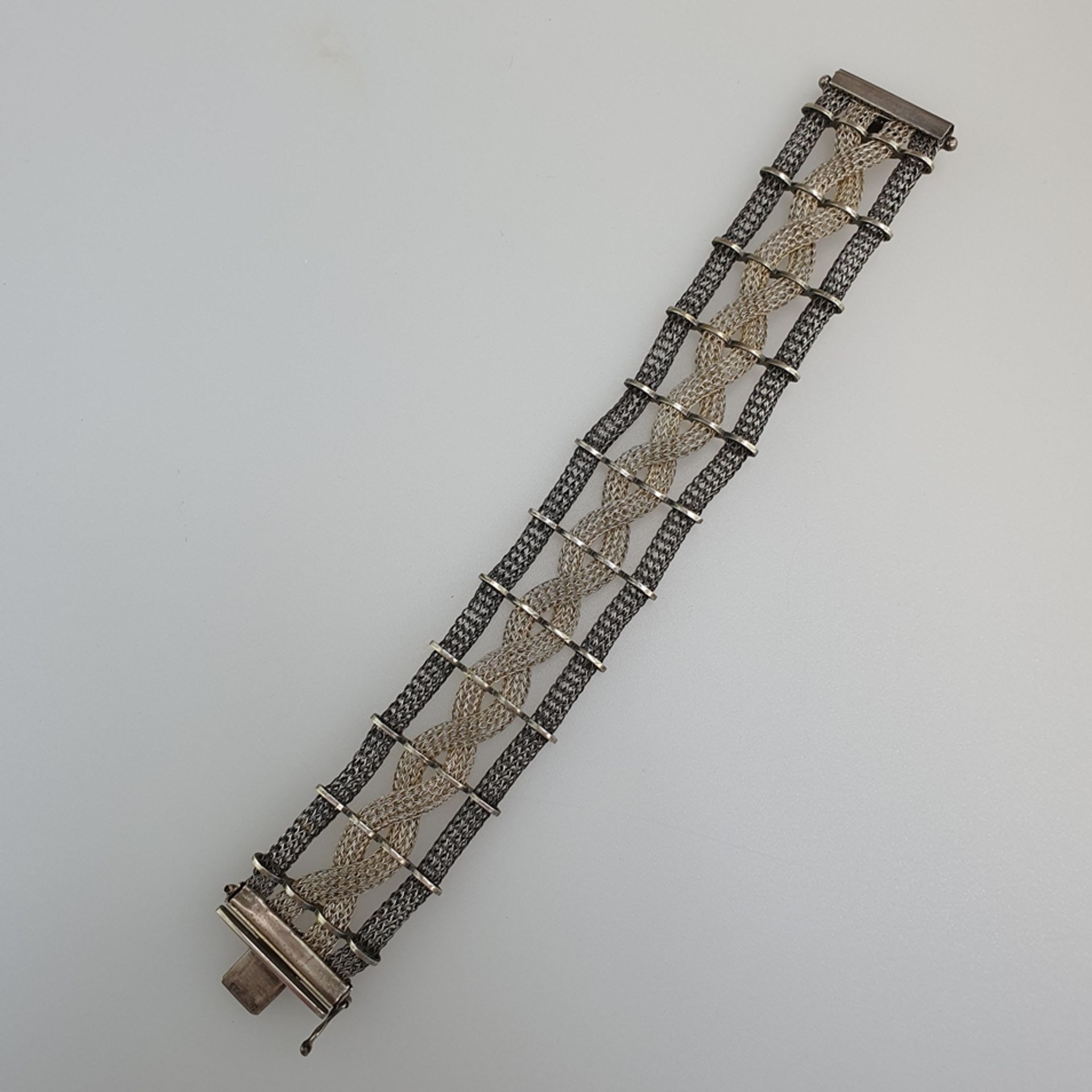 Flechtarmband - Silber 800, gestempelt, Länge ca.19cm, Breite ca. 2,6cm