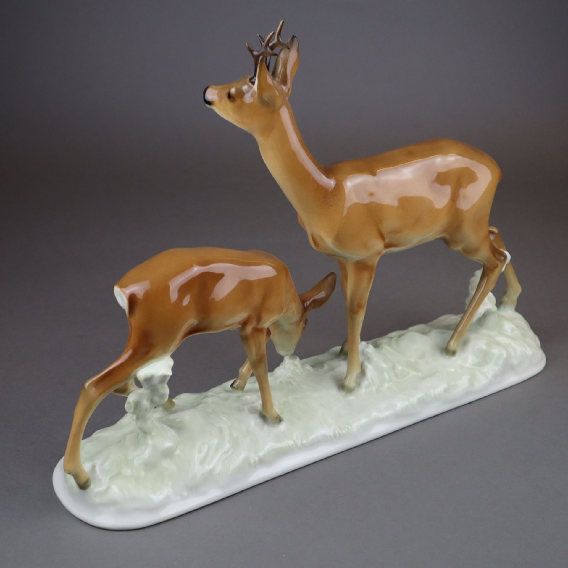 Porzellan-Tierplastik "Rehpaar" - Lorenz Hutschenreuther, Kunstabteilung Selb, Entwurf von Karl - Bild 2 aus 8