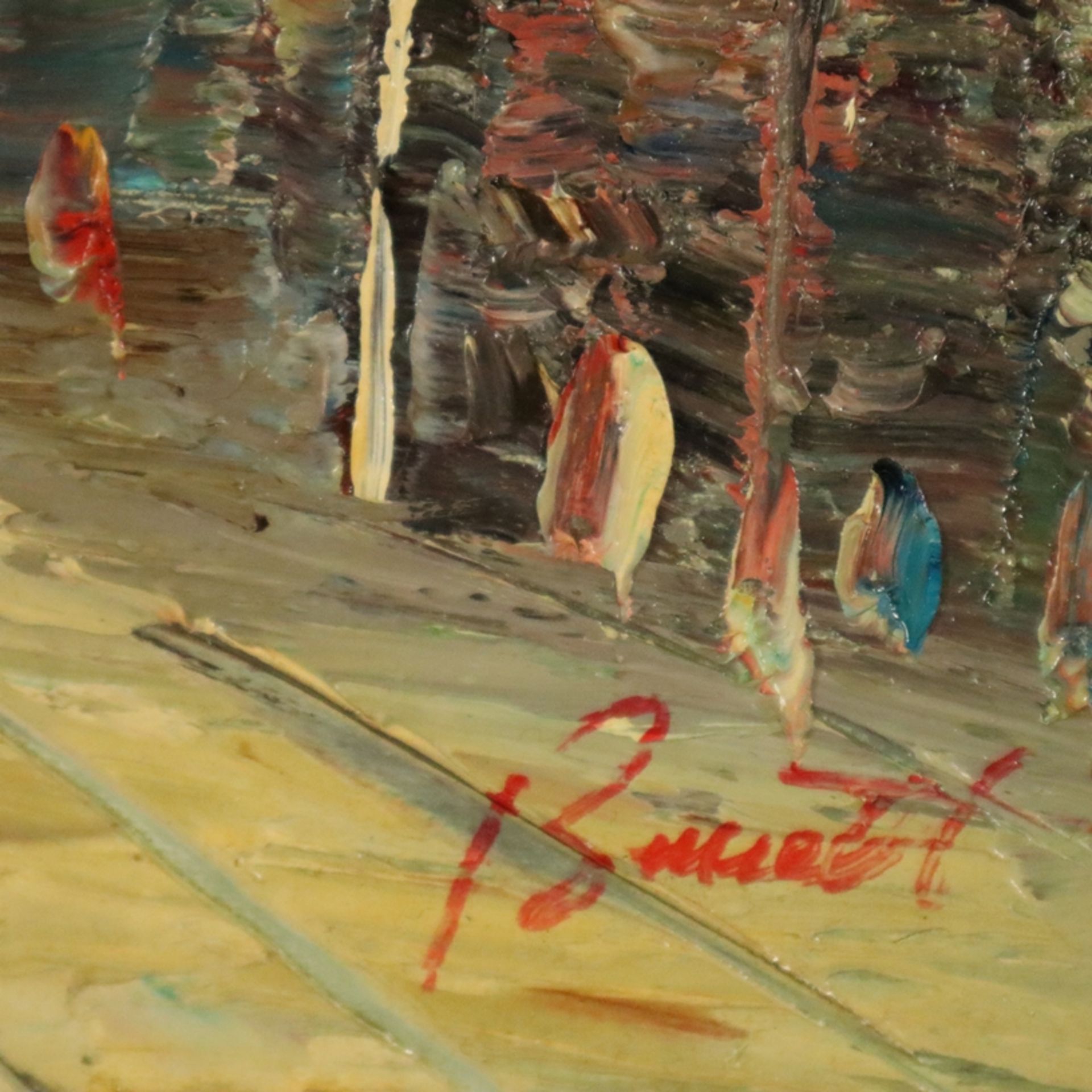 Burnett, Louis Anthony (1907 - 1999 / amerikanischer Maler) - Französische Straßenszene, Öl auf - Bild 5 aus 5