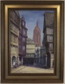 Knüttel, Kurt (*1917 Frankfurt/ Main - ?) - Frankfurt Altstadt, Öl auf Leinwand, unten links