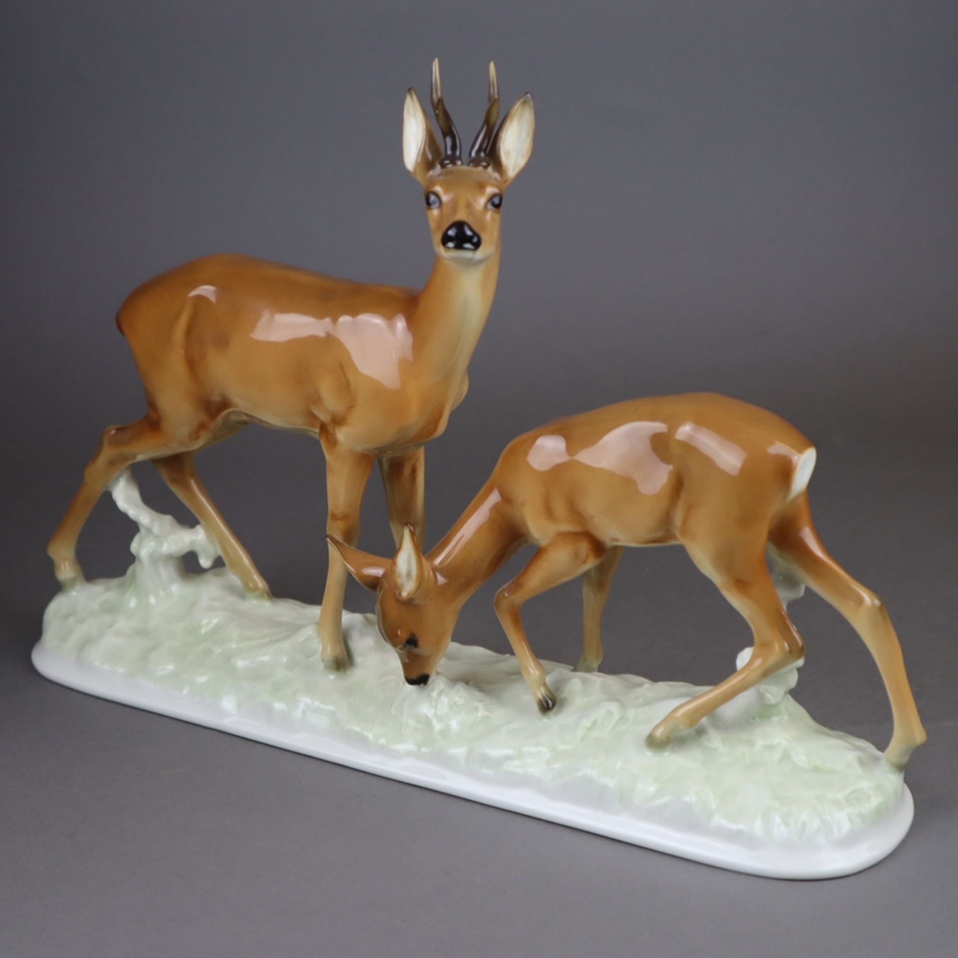 Porzellan-Tierplastik "Rehpaar" - Lorenz Hutschenreuther, Kunstabteilung Selb, Entwurf von Karl
