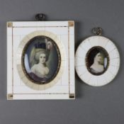 Zwei Porträtminiaturen - 20.Jh., Gouachemalerei auf Elfenbein, Königin Marie Antoinette nach Marie