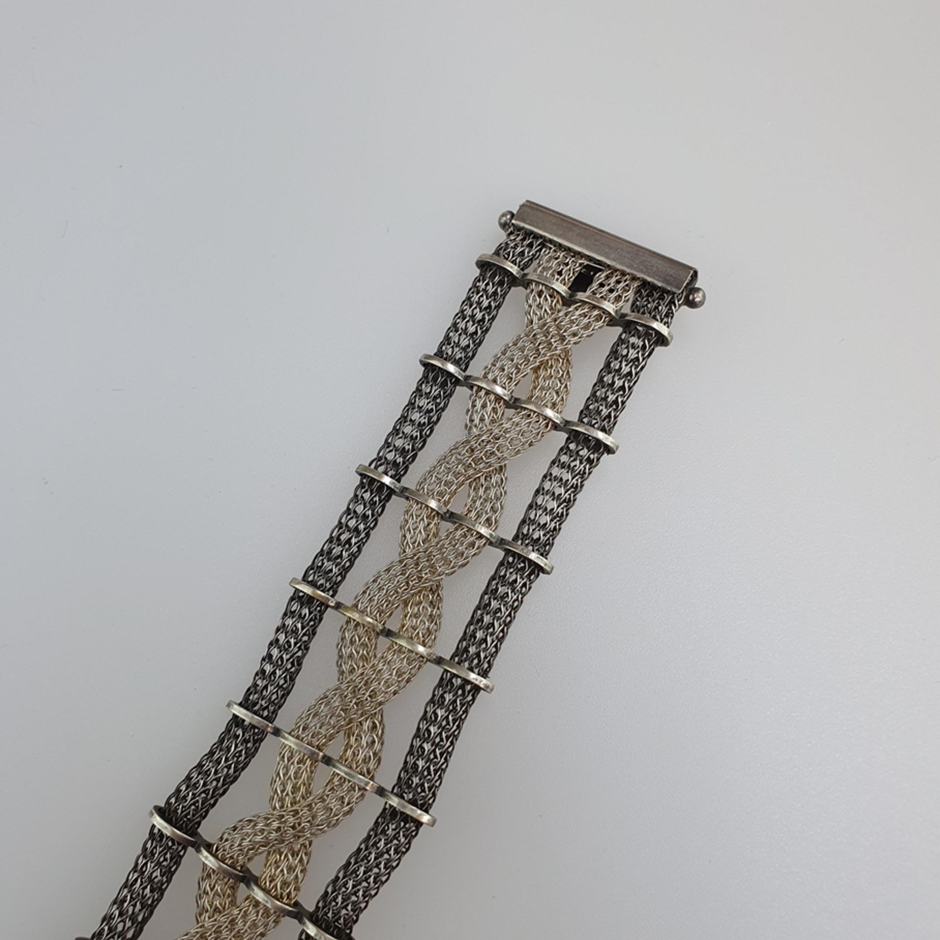 Flechtarmband - Silber 800, gestempelt, Länge ca.19cm, Breite ca. 2,6cm - Bild 4 aus 5