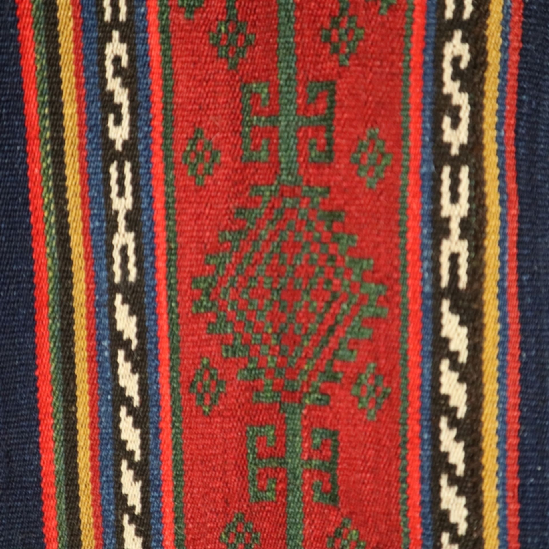 Berber-Kelim - Wolle, Flachgewebe, rotgrundig, Streifenmuster, ca.190x155cm, leichte Alters- bzw. - Bild 4 aus 8