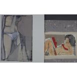 Benthin, Johan Helge (1936 -Kopenhagen- 2006) - Zwei Blätter „Undressing“ und „Zensure“, Bleistift/