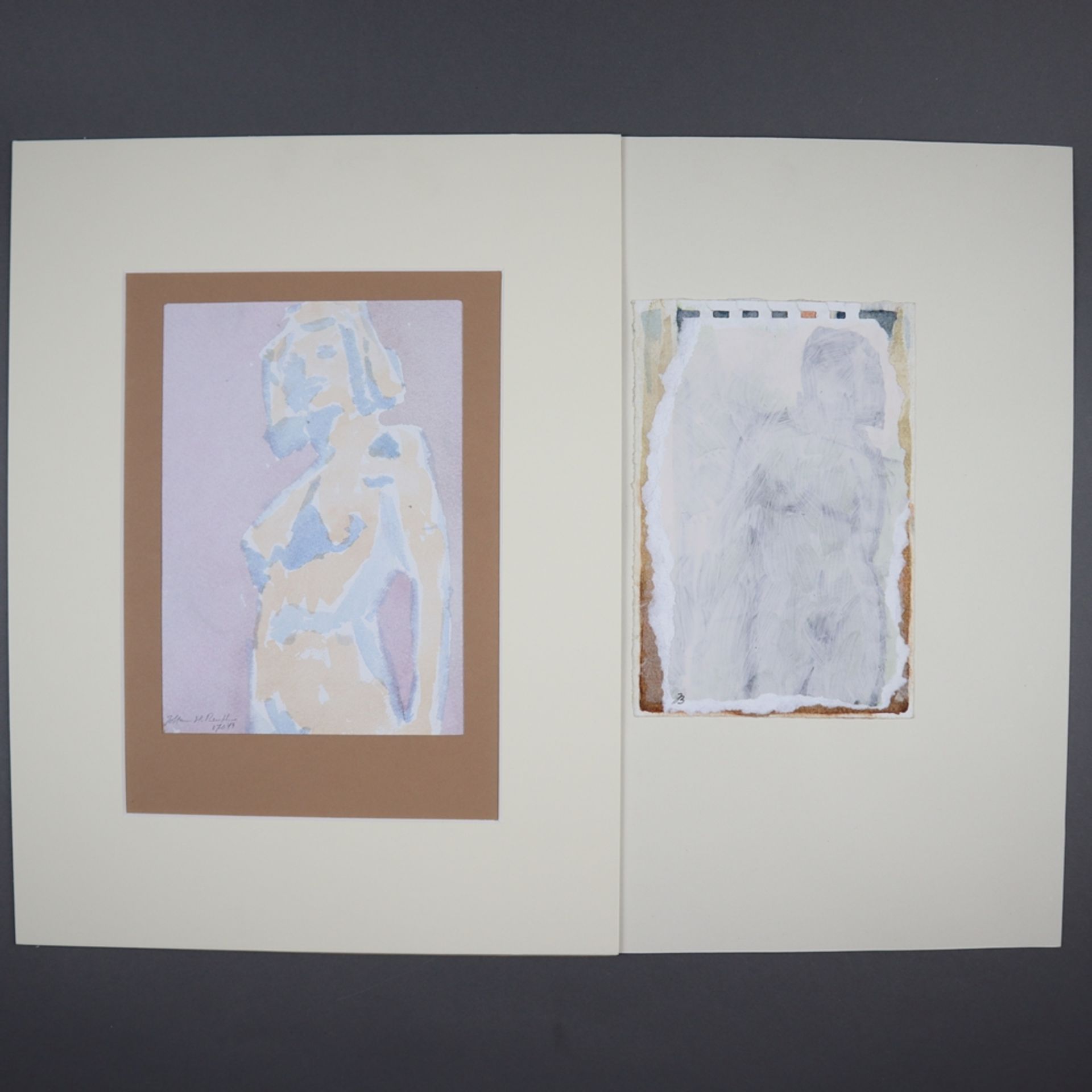 Benthin, Johan Helge (1936 -Kopenhagen- 2006) - Zwei Blätter, 1x betitelt „Skizze von Frau im - Bild 5 aus 5