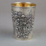 Konischer Silberbecher - 800er Silber, Punzen: Krone, 800, Wandung umlaufend mit Reliefdekor: