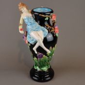 Jugendstil-Vase - Keramik, polychrom staffiert, wohl Bernard Bloch, Eichwald, nach 1900, Modellnr.